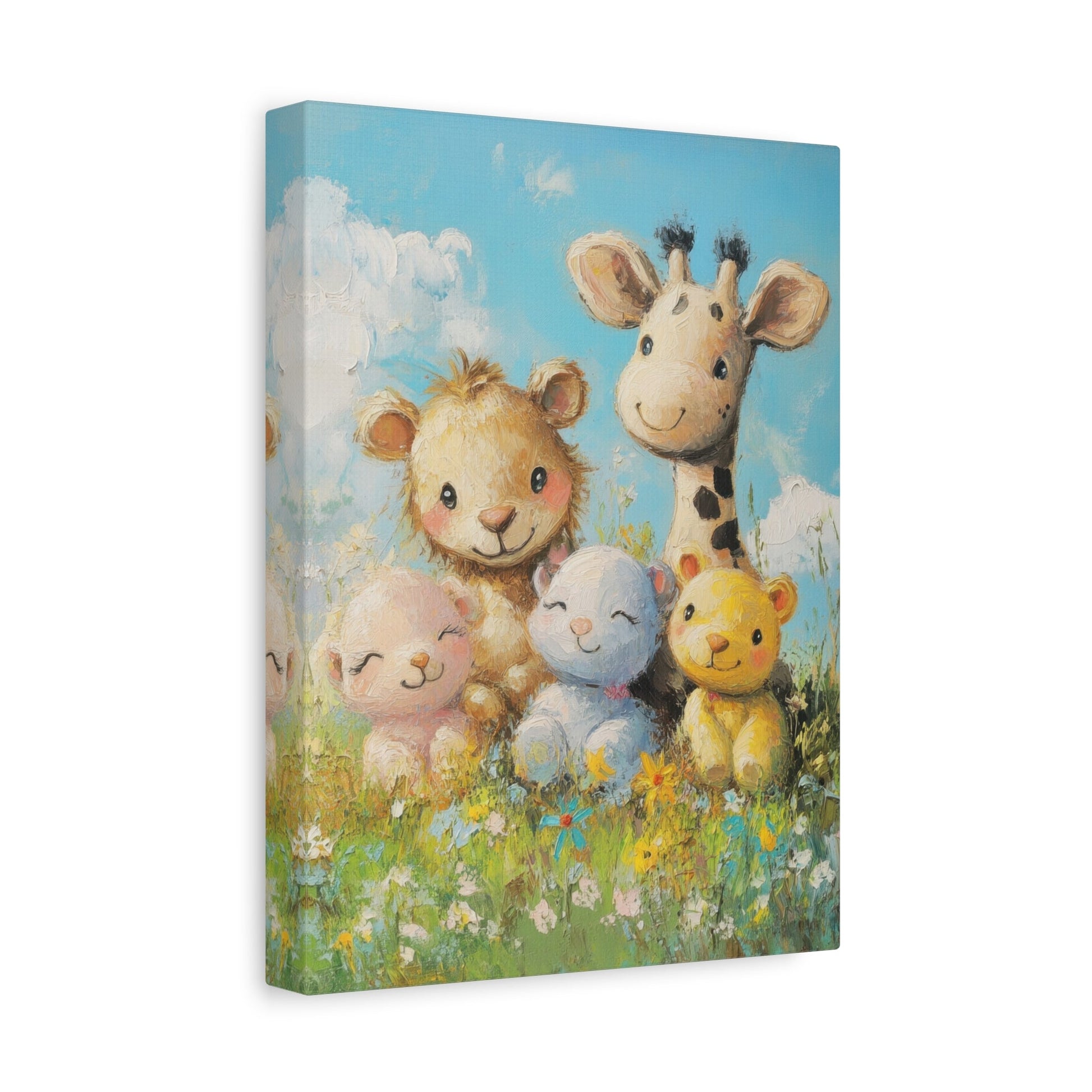 Safari Friends in Bloom - Kids Wall Art - Aestheticanvas