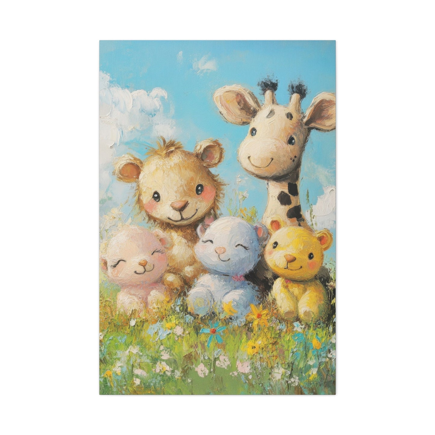 Safari Friends in Bloom - Kids Wall Art - Aestheticanvas