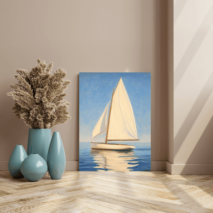 Sailboat Serenity Under Blue Skies - Nautical Wall Art - Aestheticanvas