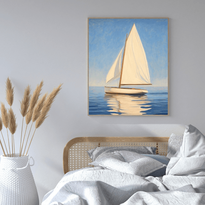 Sailboat Serenity Under Blue Skies - Nautical Wall Art - Aestheticanvas