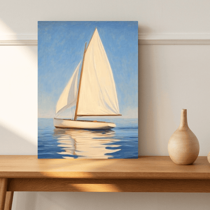 Sailboat Serenity Under Blue Skies - Nautical Wall Art - Aestheticanvas