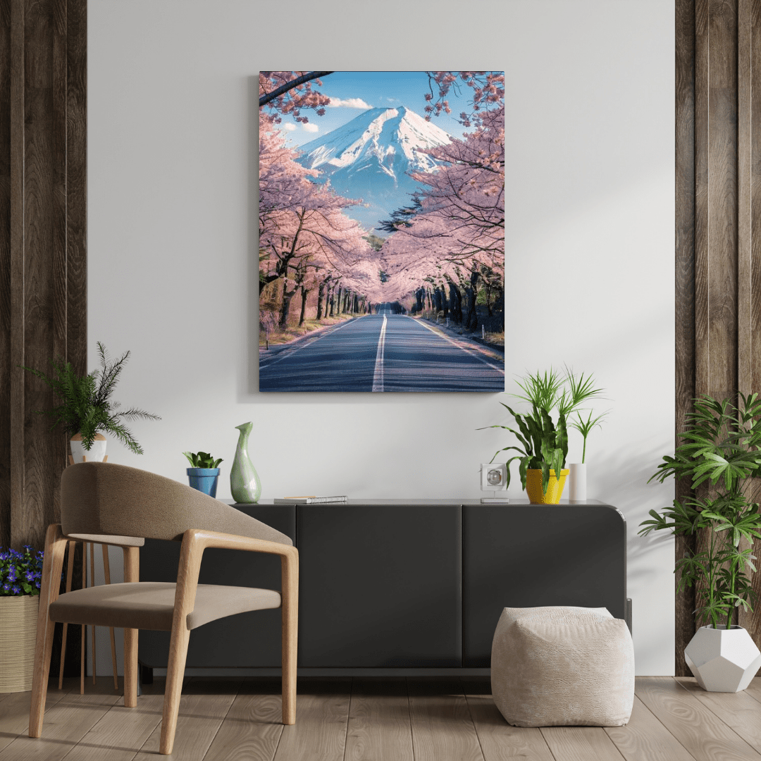 Sakura Road to Mount Fuji - Landscape Wall Art - Aestheticanvas