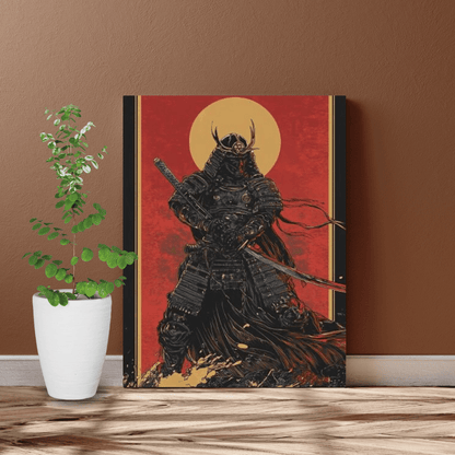 Samurai Warrior in Battle Stance - Japan Wall Art - Aestheticanvas