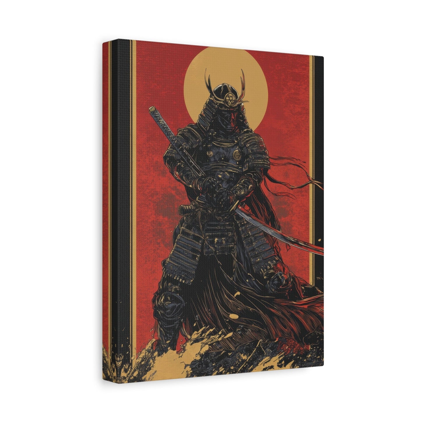 Samurai Warrior in Battle Stance - Japan Wall Art - Aestheticanvas