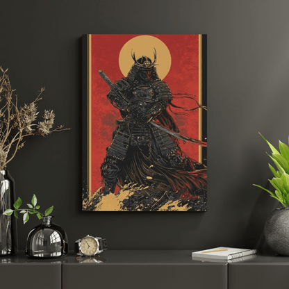 Samurai Warrior in Battle Stance - Japan Wall Art - Aestheticanvas