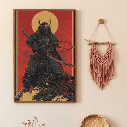 Samurai Warrior in Battle Stance - Japan Wall Art - Aestheticanvas