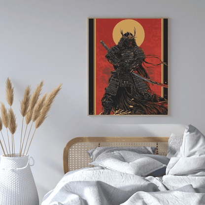 Samurai Warrior in Battle Stance - Japan Wall Art - Aestheticanvas