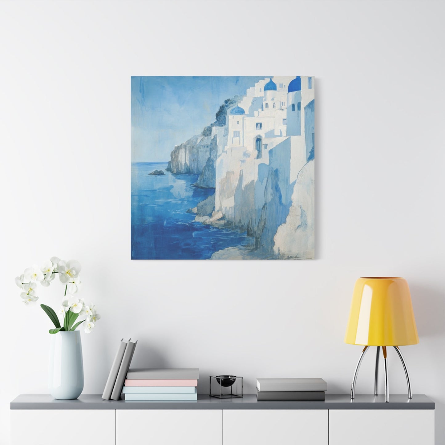 Santorini Cliffside Serenity - Coastal Wall Art - Aestheticanvas