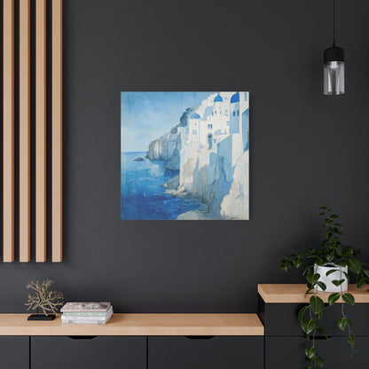 Santorini Cliffside Serenity - Coastal Wall Art - Aestheticanvas