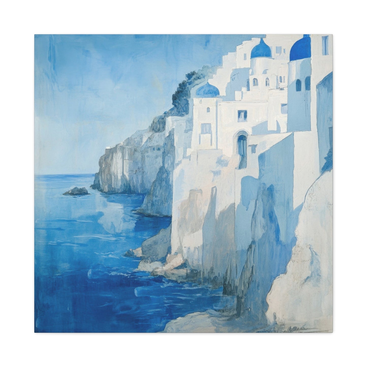 Santorini Cliffside Serenity - Coastal Wall Art - Aestheticanvas