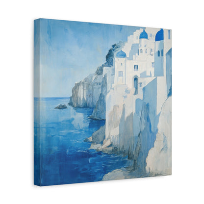 Santorini Cliffside Serenity - Coastal Wall Art - Aestheticanvas