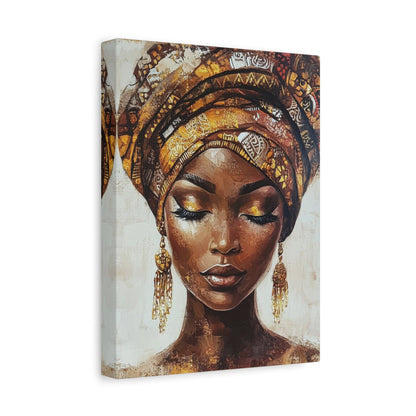 Serene African Woman with Gele - Portrait Wall Art - Aestheticanvas