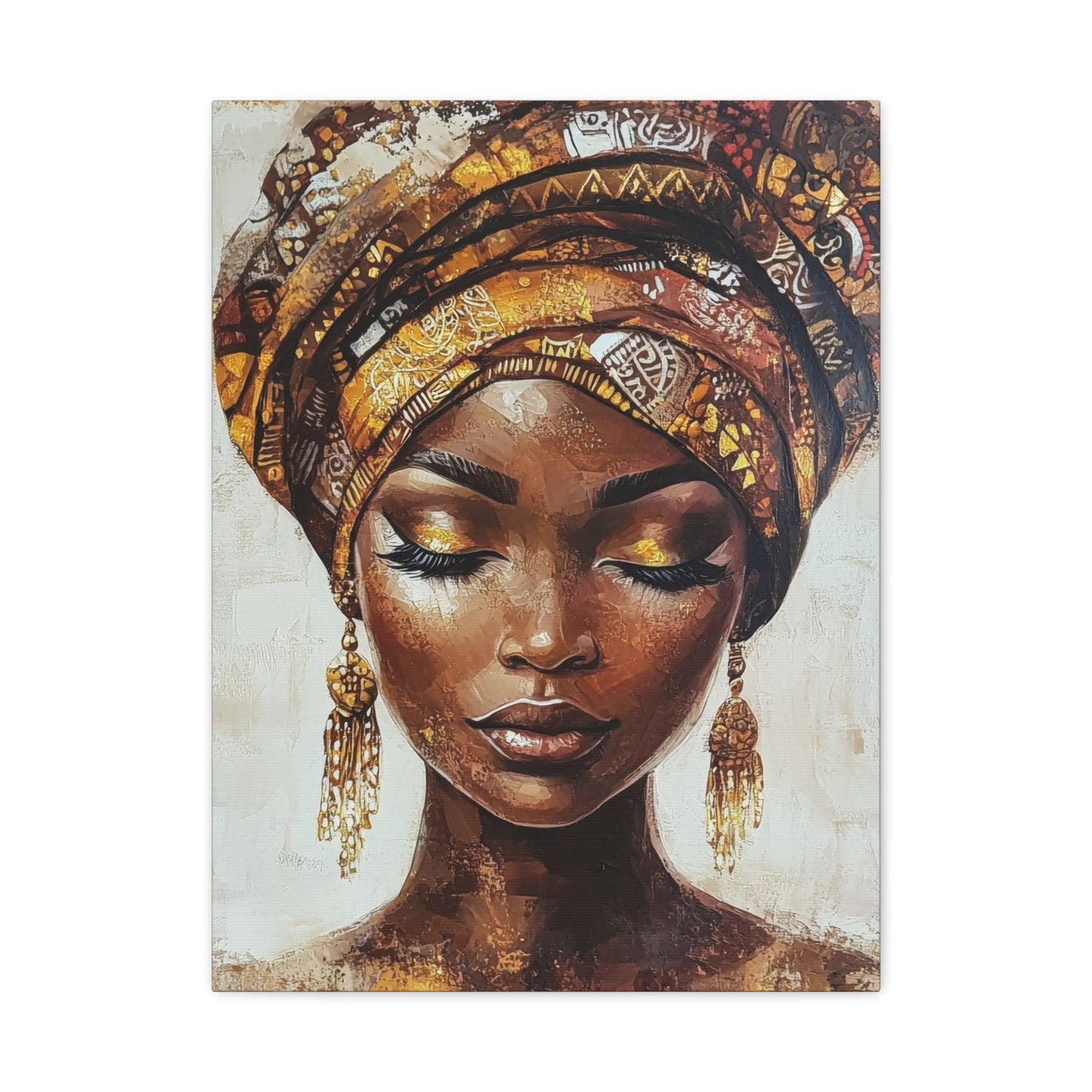 Serene African Woman with Gele - Portrait Wall Art - Aestheticanvas