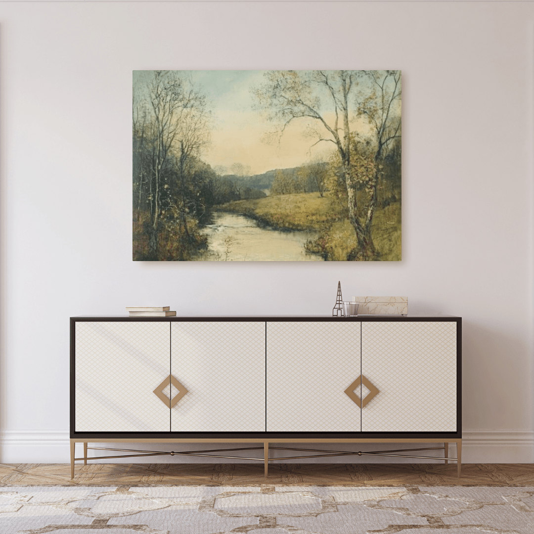 Serene Autumn Landscape River - Nature Wall Art - Aestheticanvas