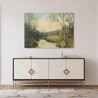 Serene Autumn Landscape River - Nature Wall Art - Aestheticanvas