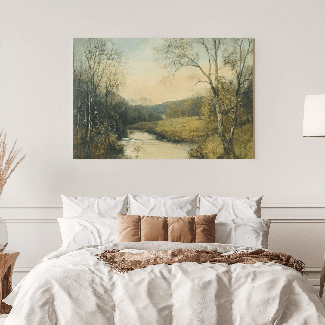 Serene Autumn Landscape River - Nature Wall Art - Aestheticanvas