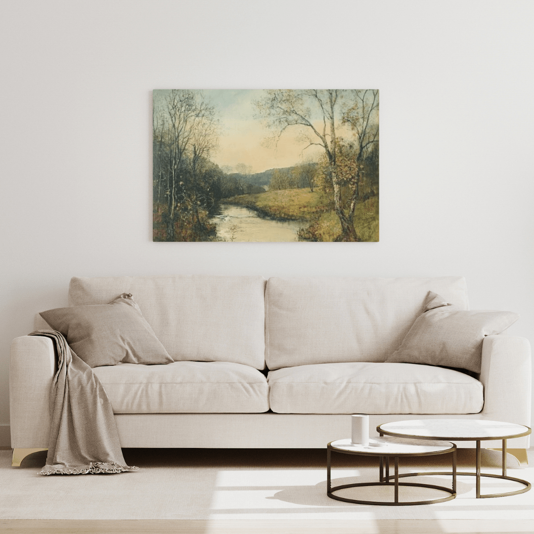 Serene Autumn Landscape River - Nature Wall Art - Aestheticanvas