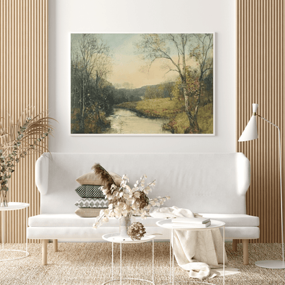 Serene Autumn Landscape River - Nature Wall Art - Aestheticanvas