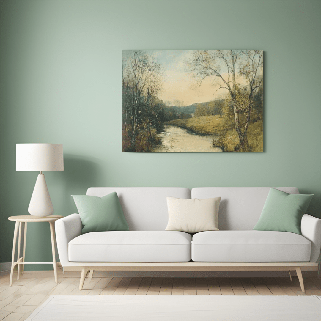 Serene Autumn Landscape River - Nature Wall Art - Aestheticanvas