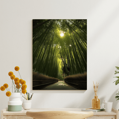 Serene Bamboo Forest Path - Landscape Wall Art - Aestheticanvas