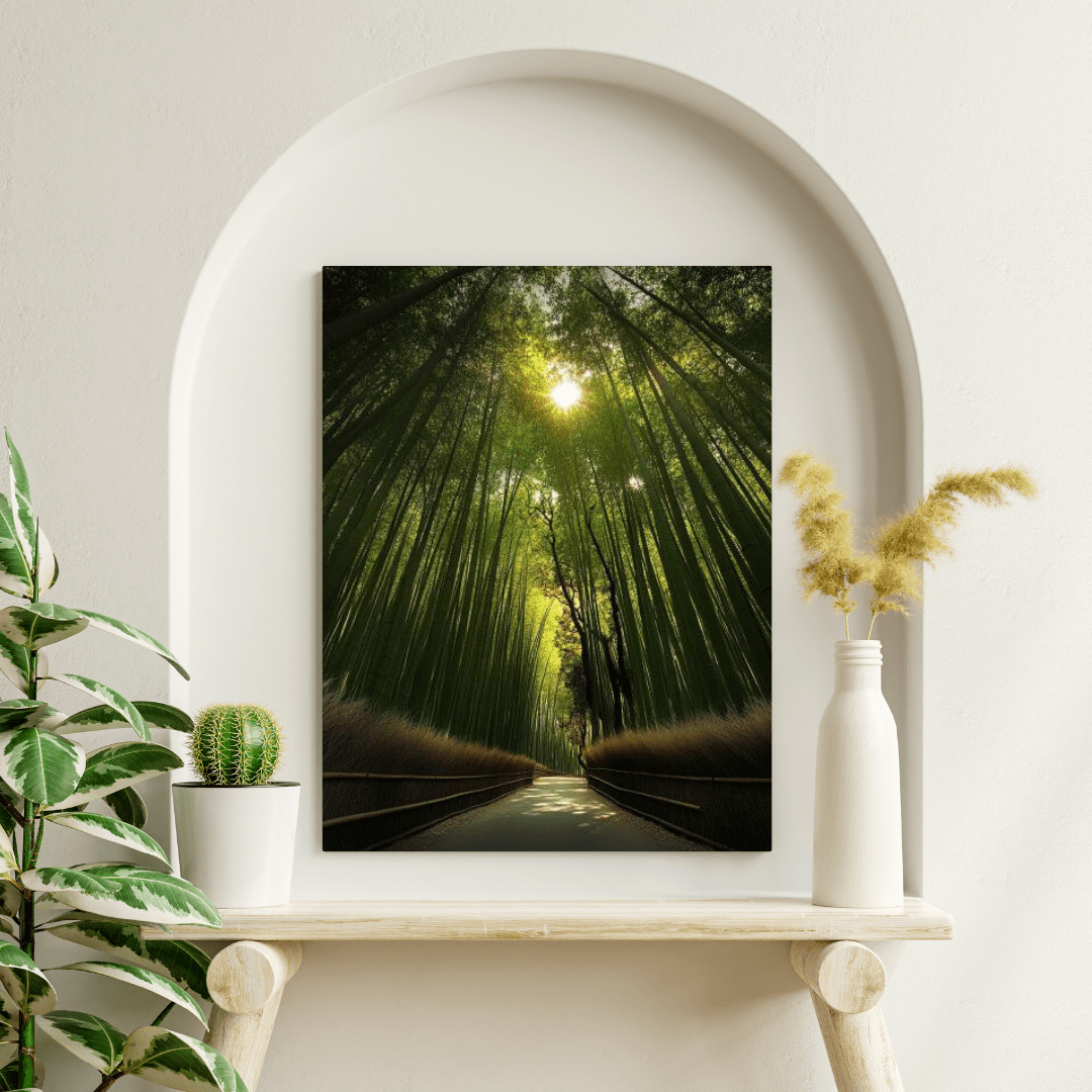 Serene Bamboo Forest Path - Landscape Wall Art - Aestheticanvas