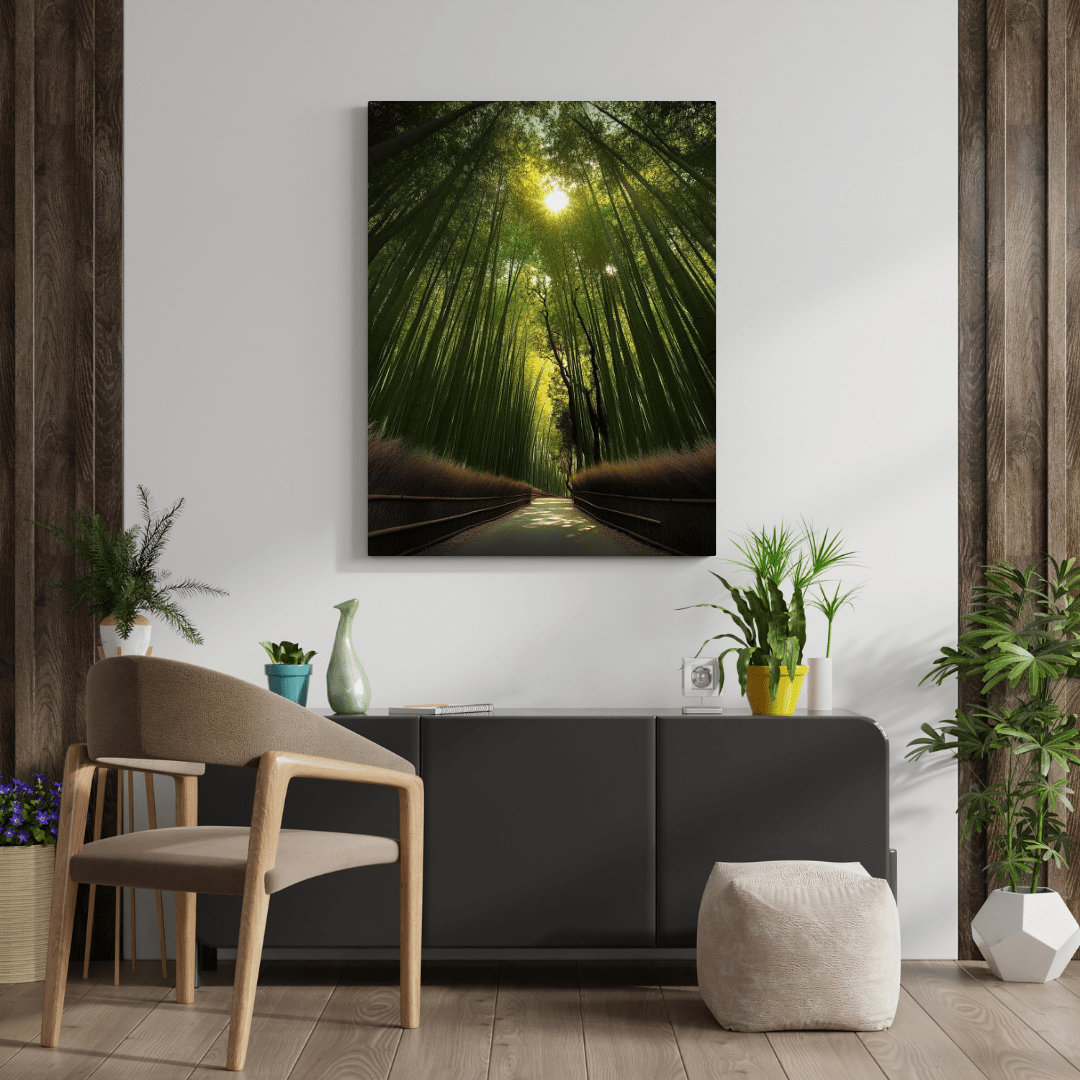 Serene Bamboo Forest Path - Landscape Wall Art - Aestheticanvas