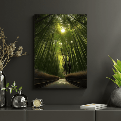 Serene Bamboo Forest Path - Landscape Wall Art - Aestheticanvas