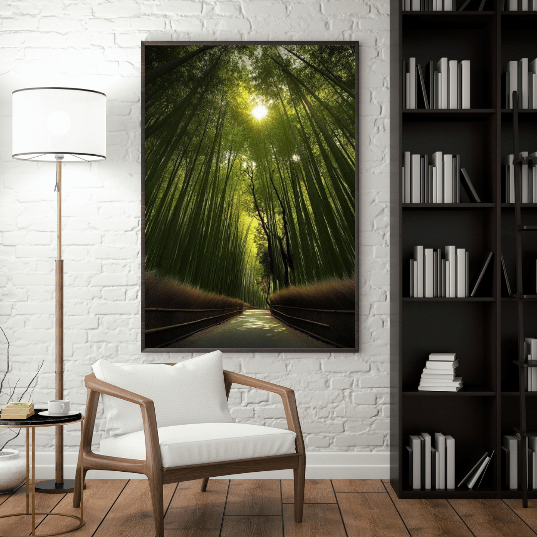 Serene Bamboo Forest Path - Landscape Wall Art - Aestheticanvas