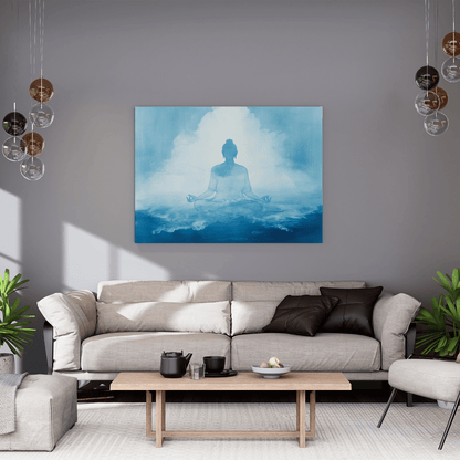 Serene Blue Meditation - Spiritual Wall Art - Aestheticanvas