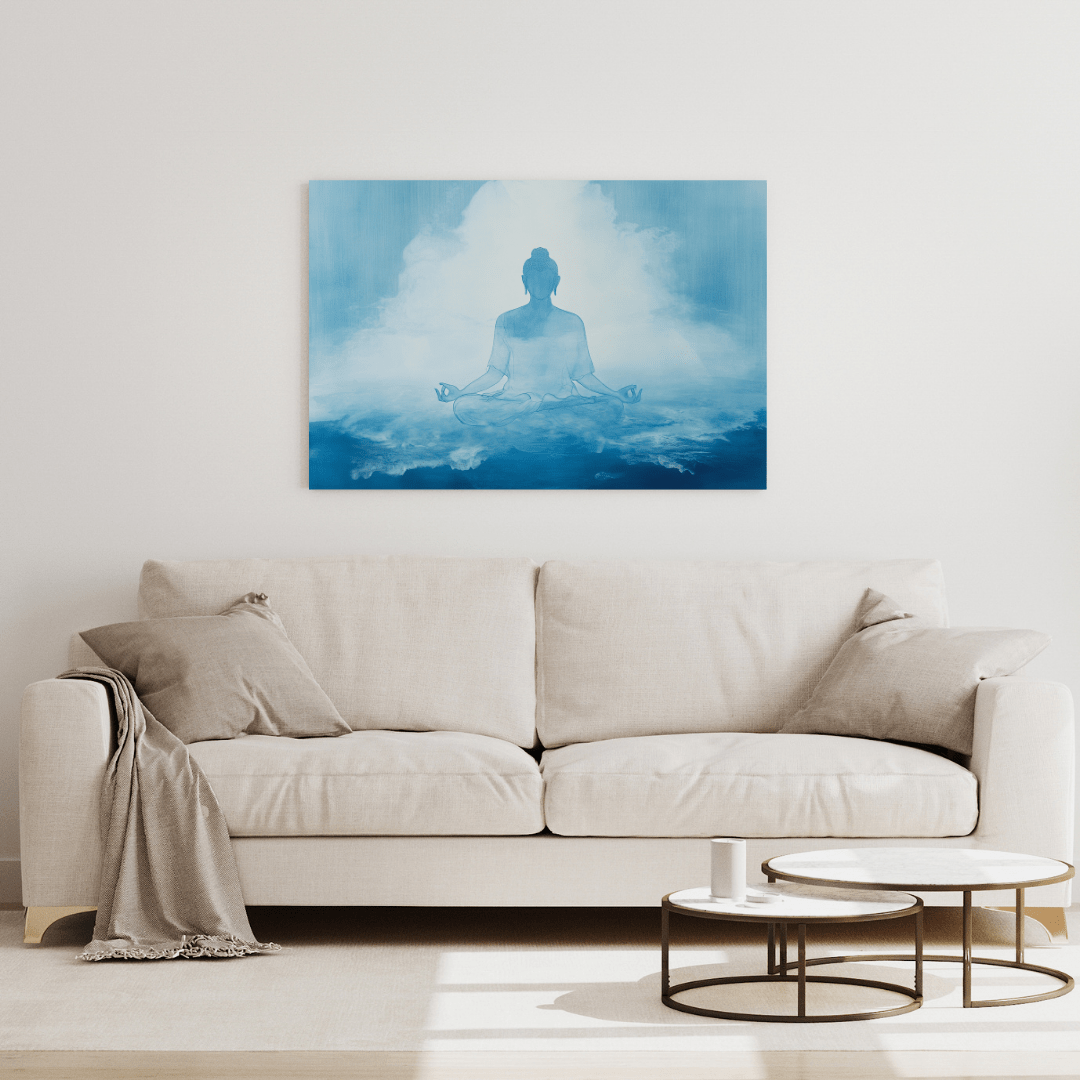 Serene Blue Meditation - Spiritual Wall Art - Aestheticanvas