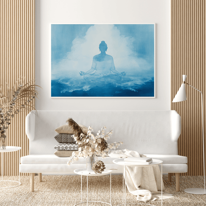 Serene Blue Meditation - Spiritual Wall Art - Aestheticanvas