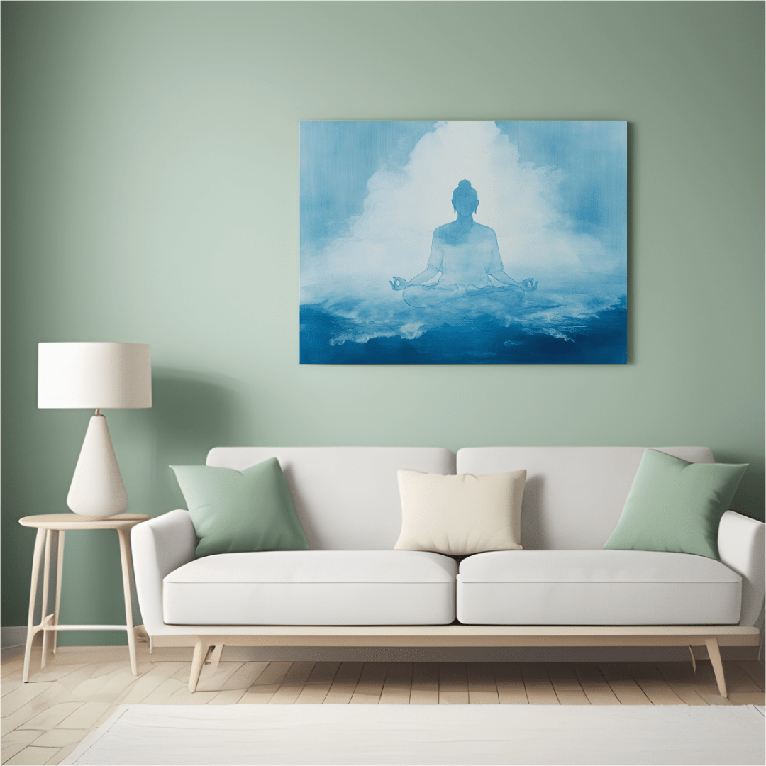 Serene Blue Meditation - Spiritual Wall Art - Aestheticanvas