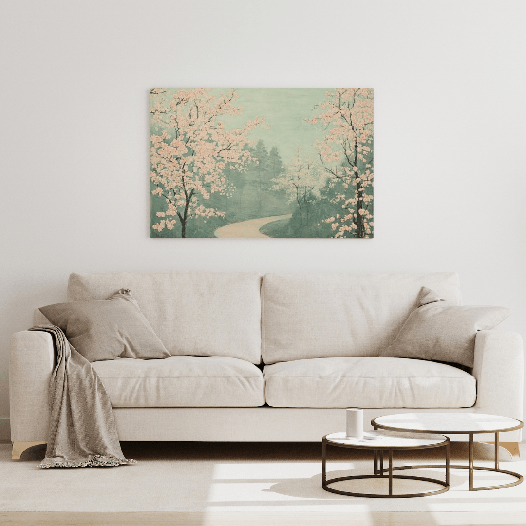 Serene Cherry Blossom Path - Landscape Wall Art - Aestheticanvas