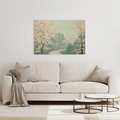 Serene Cherry Blossom Path - Landscape Wall Art - Aestheticanvas