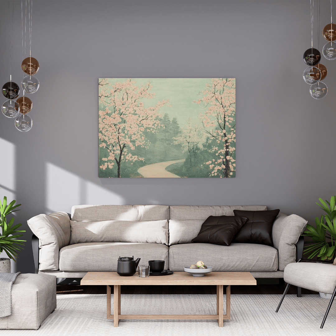 Serene Cherry Blossom Path - Landscape Wall Art - Aestheticanvas