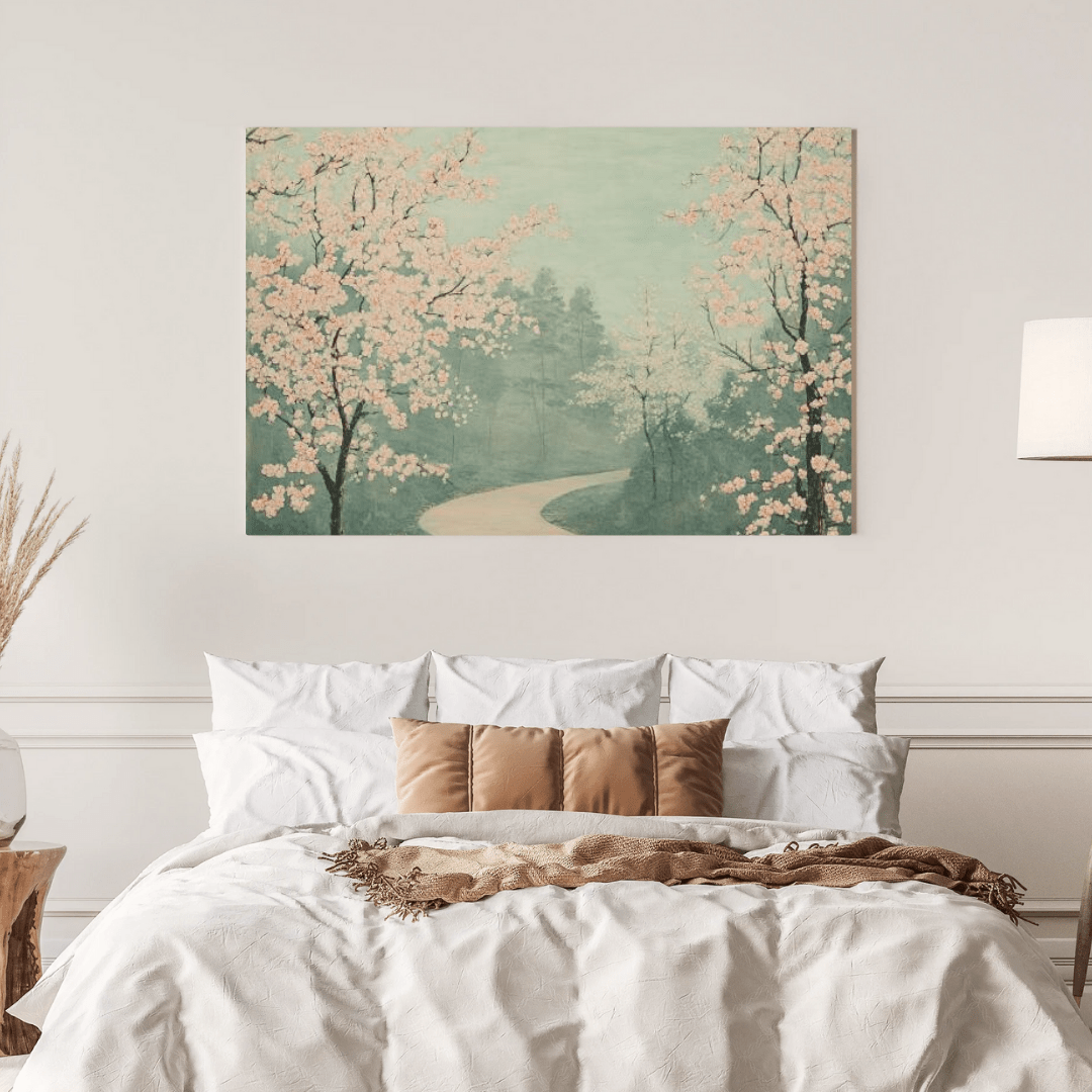 Serene Cherry Blossom Path - Landscape Wall Art - Aestheticanvas