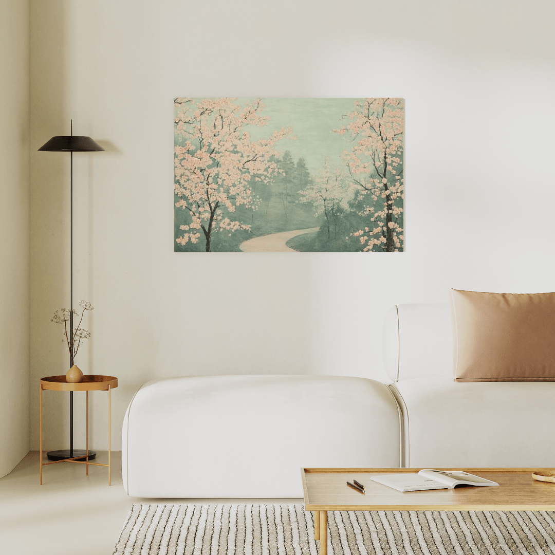 Serene Cherry Blossom Path - Landscape Wall Art - Aestheticanvas