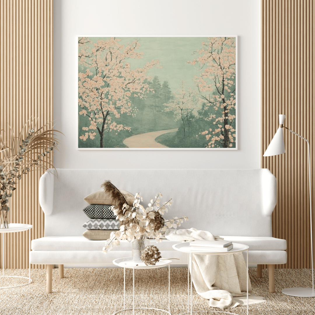 Serene Cherry Blossom Path - Landscape Wall Art - Aestheticanvas