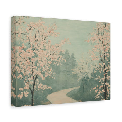 Serene Cherry Blossom Path - Landscape Wall Art - Aestheticanvas