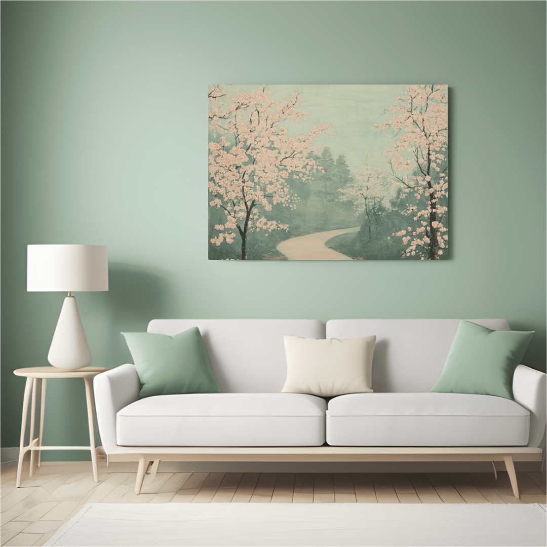 Serene Cherry Blossom Path - Landscape Wall Art - Aestheticanvas