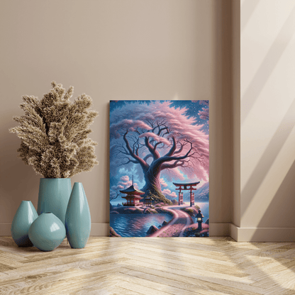 Serene Cherry Blossom Pathway - Japanese Wall Art - Aestheticanvas