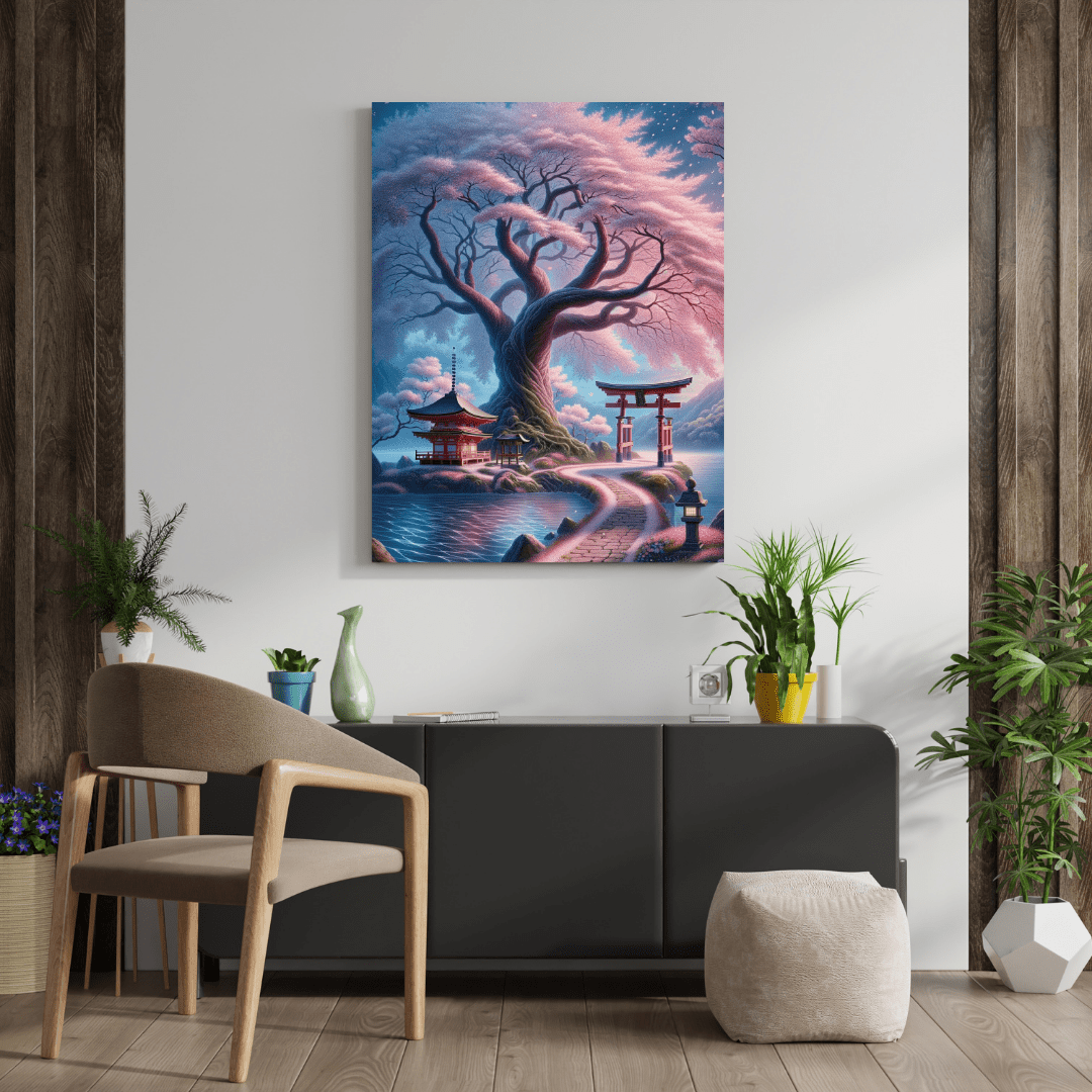 Serene Cherry Blossom Pathway - Japanese Wall Art - Aestheticanvas