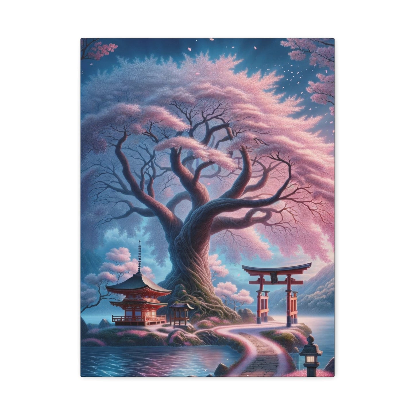 Serene Cherry Blossom Pathway - Japanese Wall Art - Aestheticanvas