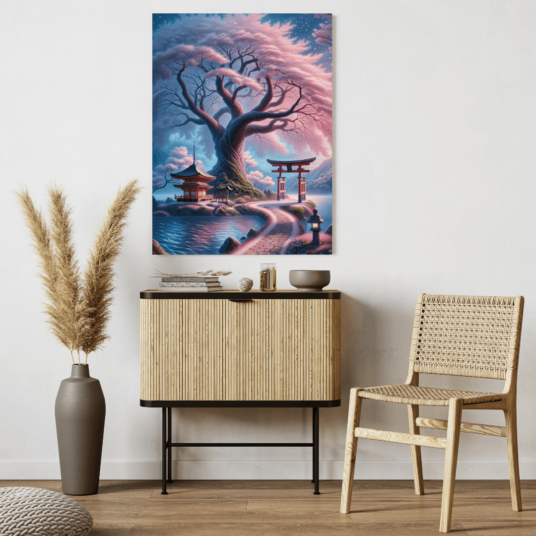 Serene Cherry Blossom Pathway - Japanese Wall Art - Aestheticanvas