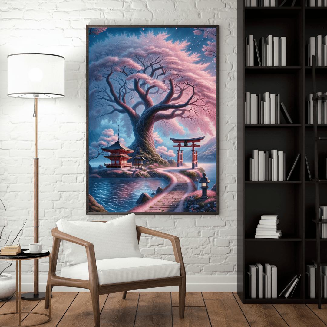 Serene Cherry Blossom Pathway - Japanese Wall Art - Aestheticanvas