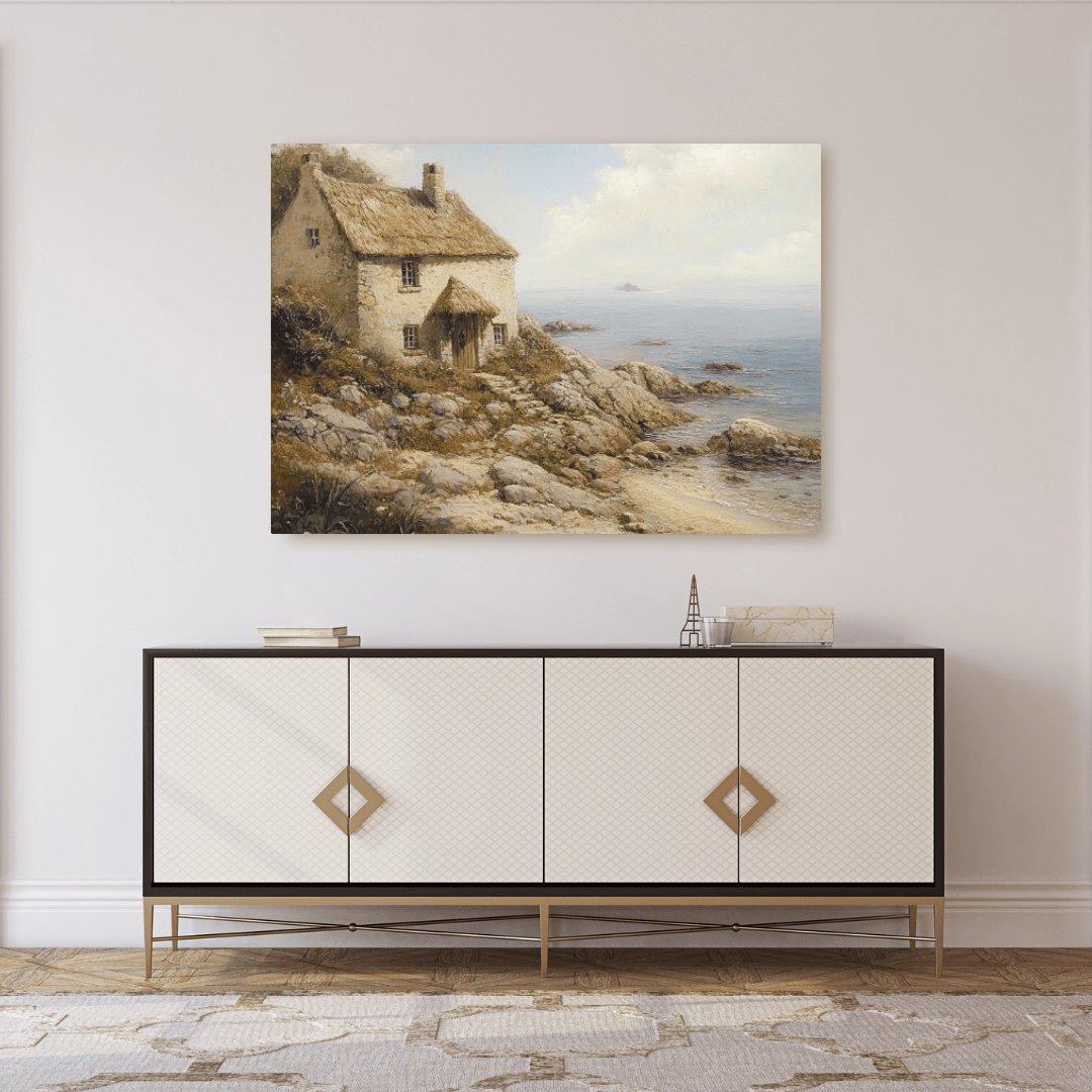 Serene Coastal Cottage - Landscape Wall Art - Aestheticanvas