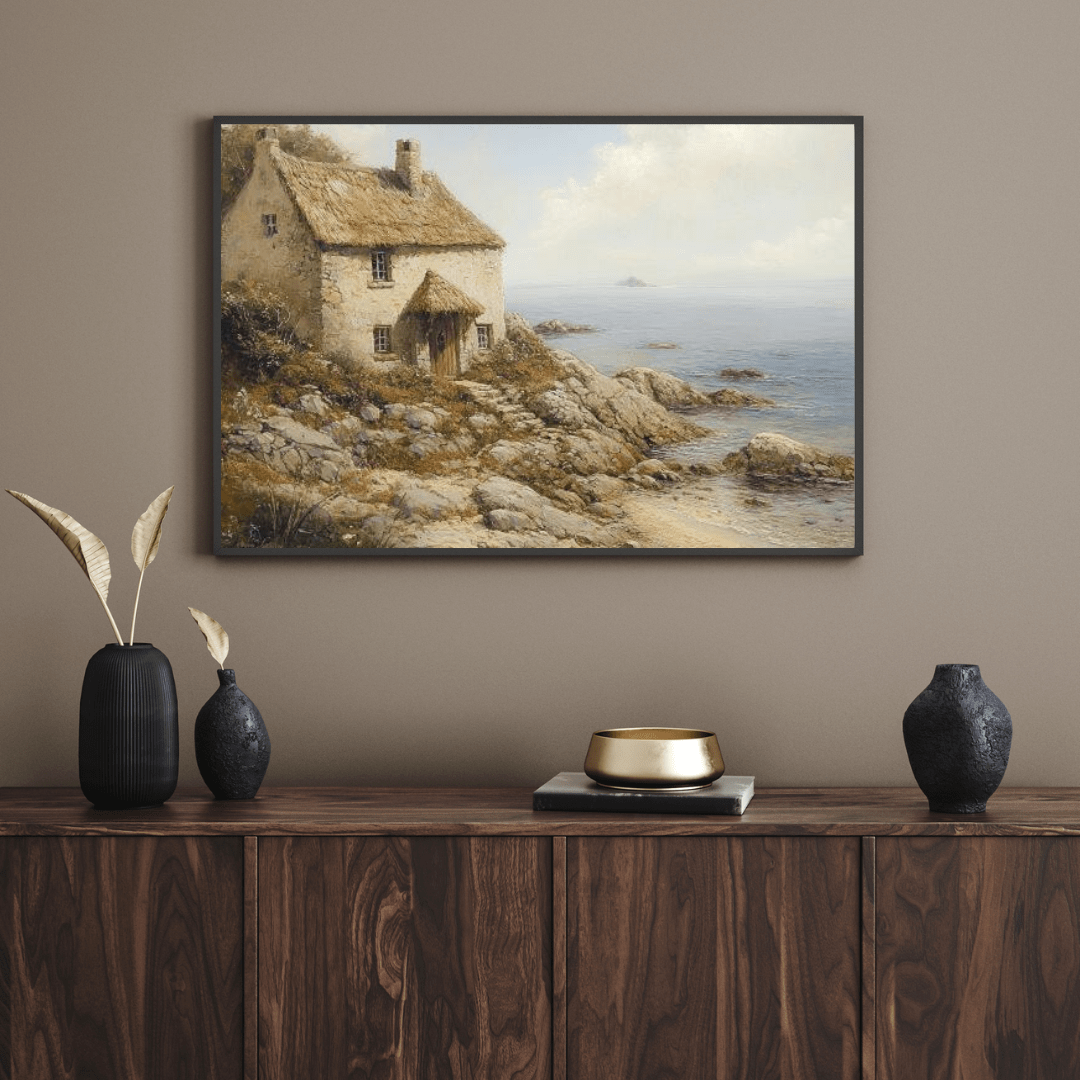 Serene Coastal Cottage - Landscape Wall Art - Aestheticanvas