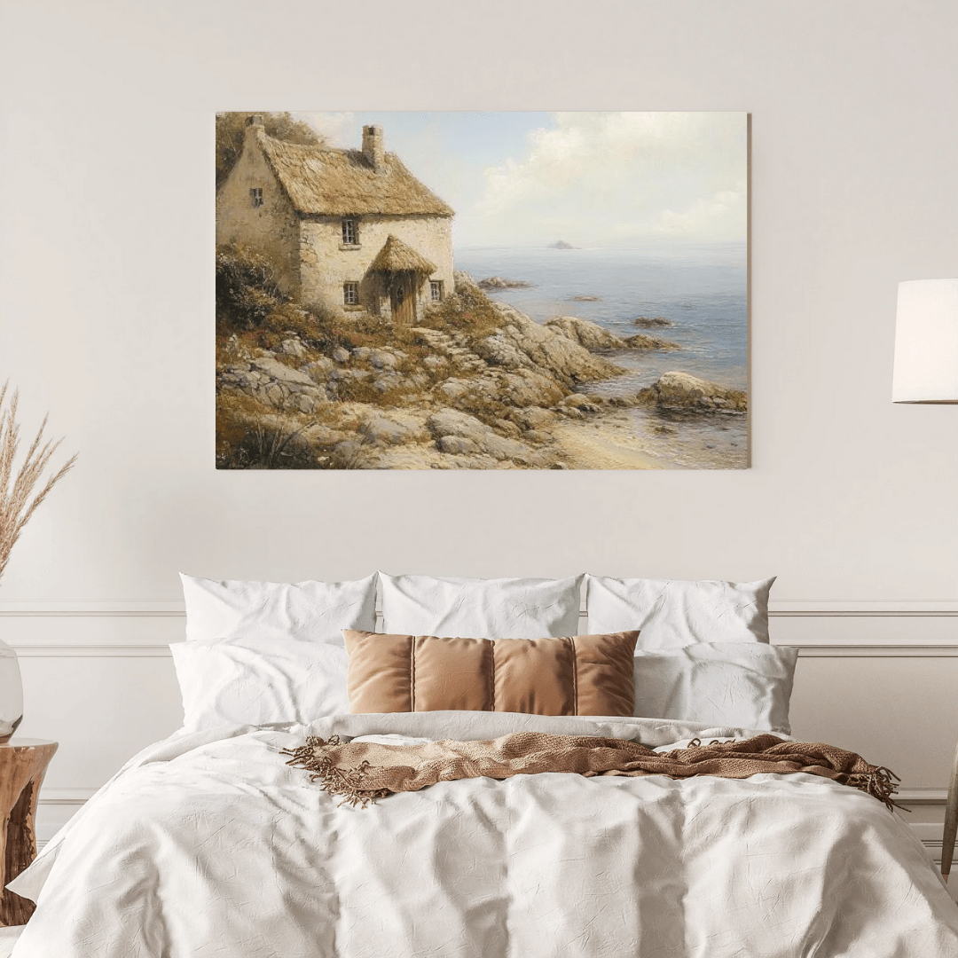 Serene Coastal Cottage - Landscape Wall Art - Aestheticanvas