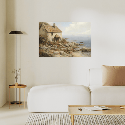 Serene Coastal Cottage - Landscape Wall Art - Aestheticanvas