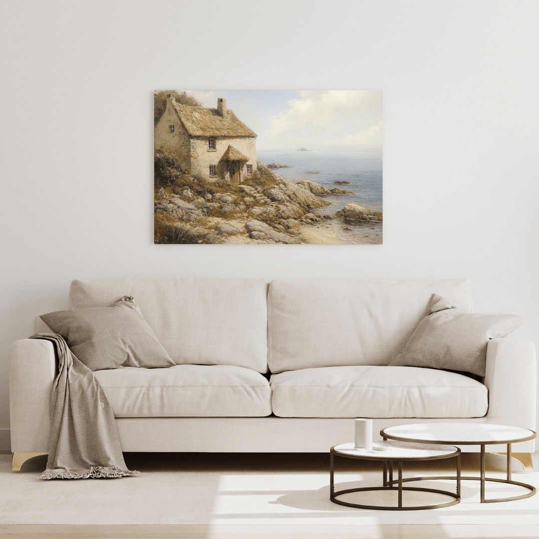 Serene Coastal Cottage - Landscape Wall Art - Aestheticanvas